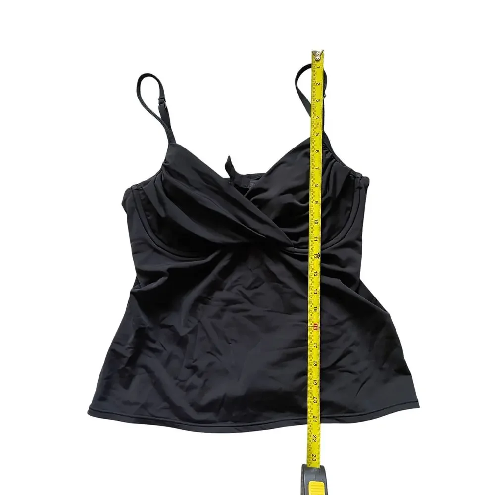 Sunsets Separates Womens Black Wrap Style Tankini Bra Top Swim Beach Flowy Chic